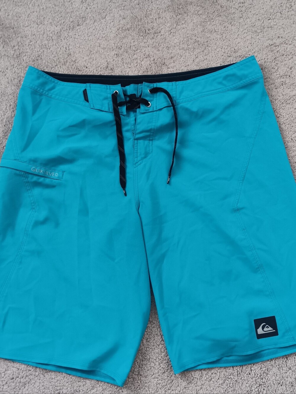 Quiksilver Turquoise Board Shorts with Pocket – Men’s Swim Trunks, 34